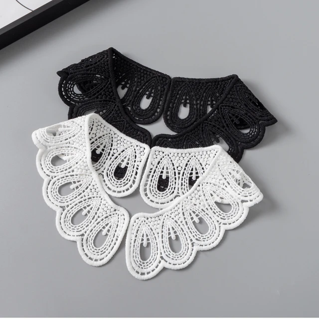 Fashion style Embroidery Black Applique Lace Collar Sewing Lace Fabric DIY  Neckline Dresses Accessories Supplies A pair of sale - AliExpress