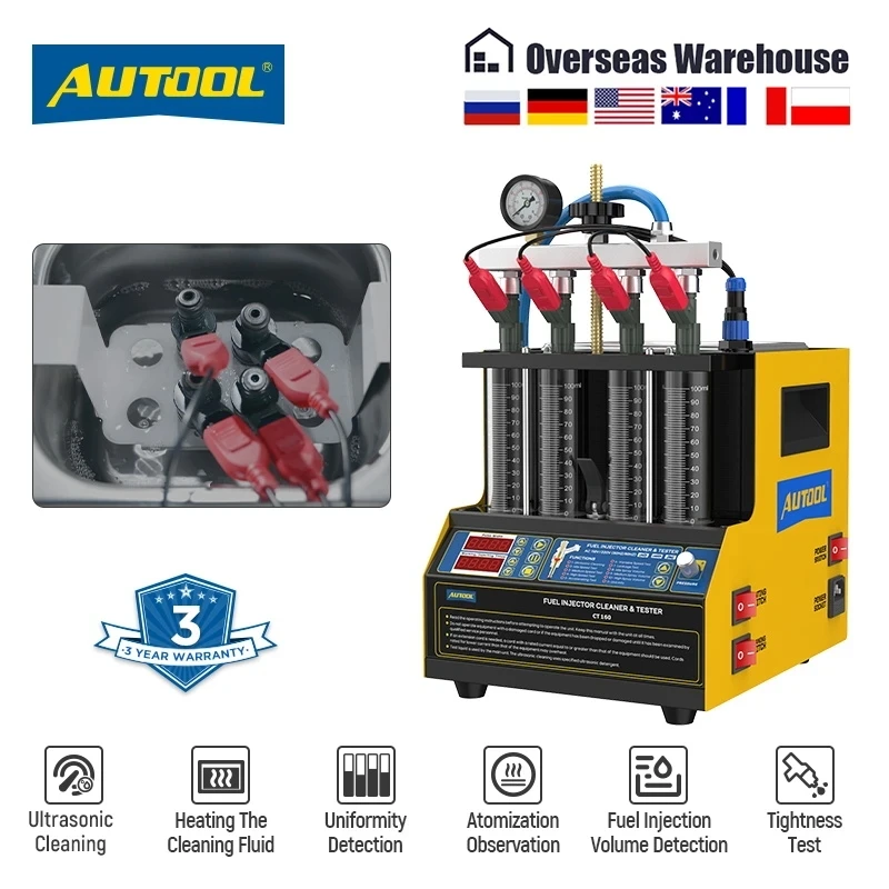 AUTOOL CT160 سيارة حاقن الوقود تستر نظافة حاقن الو...
