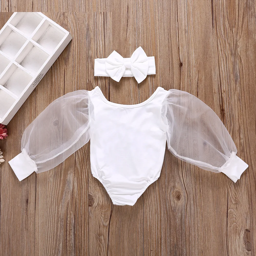 Newborn Baby Girl Clothes Spring Autumn Fashion Long Sleeve Bodysuit Lovely Jumpsuit Headband  2pcs Baby Girl Outfit Set