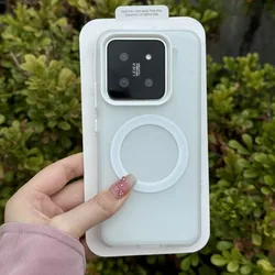 Luxury Candy Color Magnetic Magsafe Case with Wireless Charging Capability for Xiaomi 15T (White)