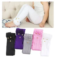 Mickey Beads Leggings Princess Soft Girls Skinny Leggings Candy Color Lace Ruffles for Baby Girl Kids Children Costume Pants 6