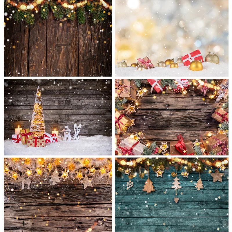 

SHUOZHIKE Christmas Wooden Planks Theme Photography Background Snowman Backdrops For Photo Studio Props MMSD-05