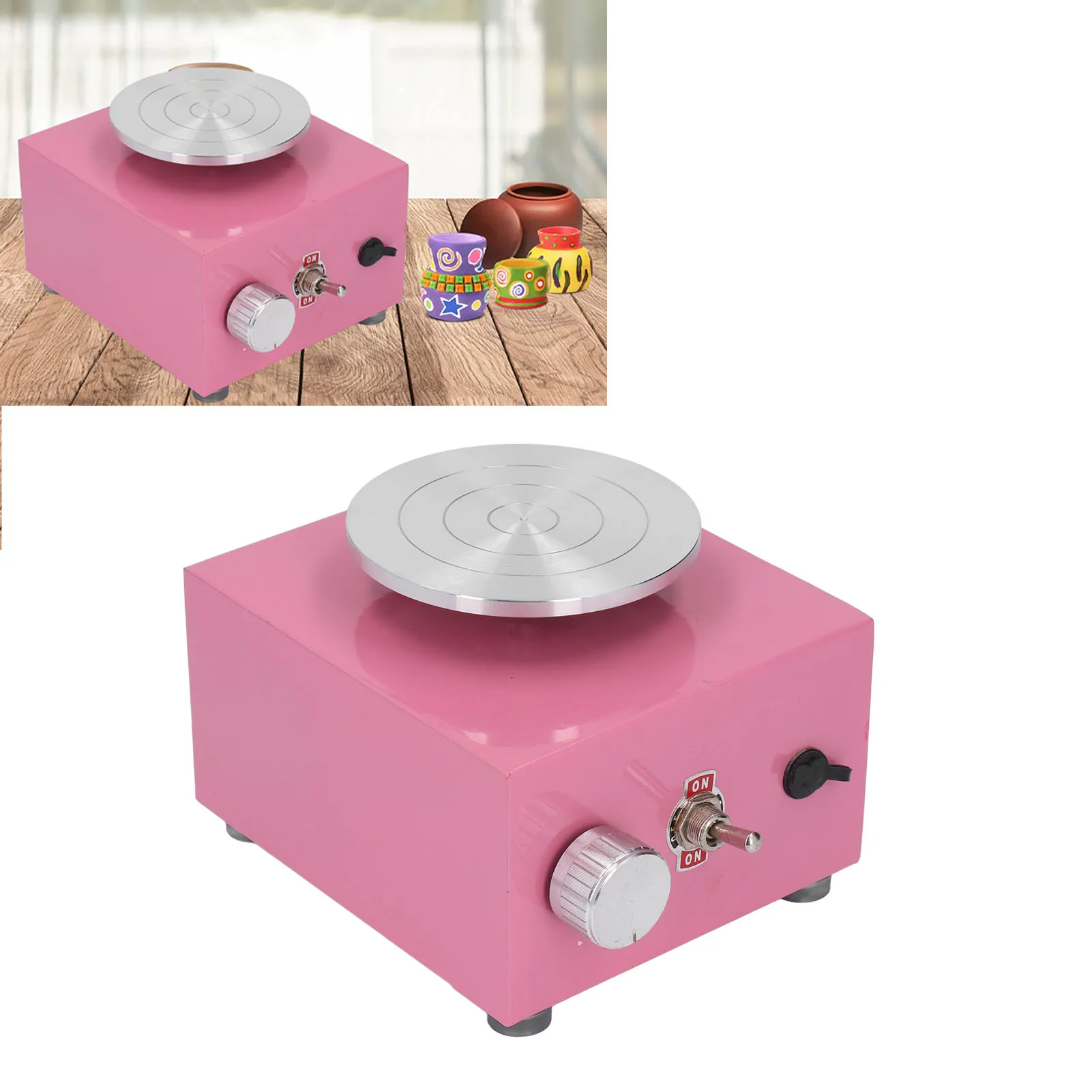 Kids Pottery Machine Mini Pottery Wheel Stable Turntable 100-240V for