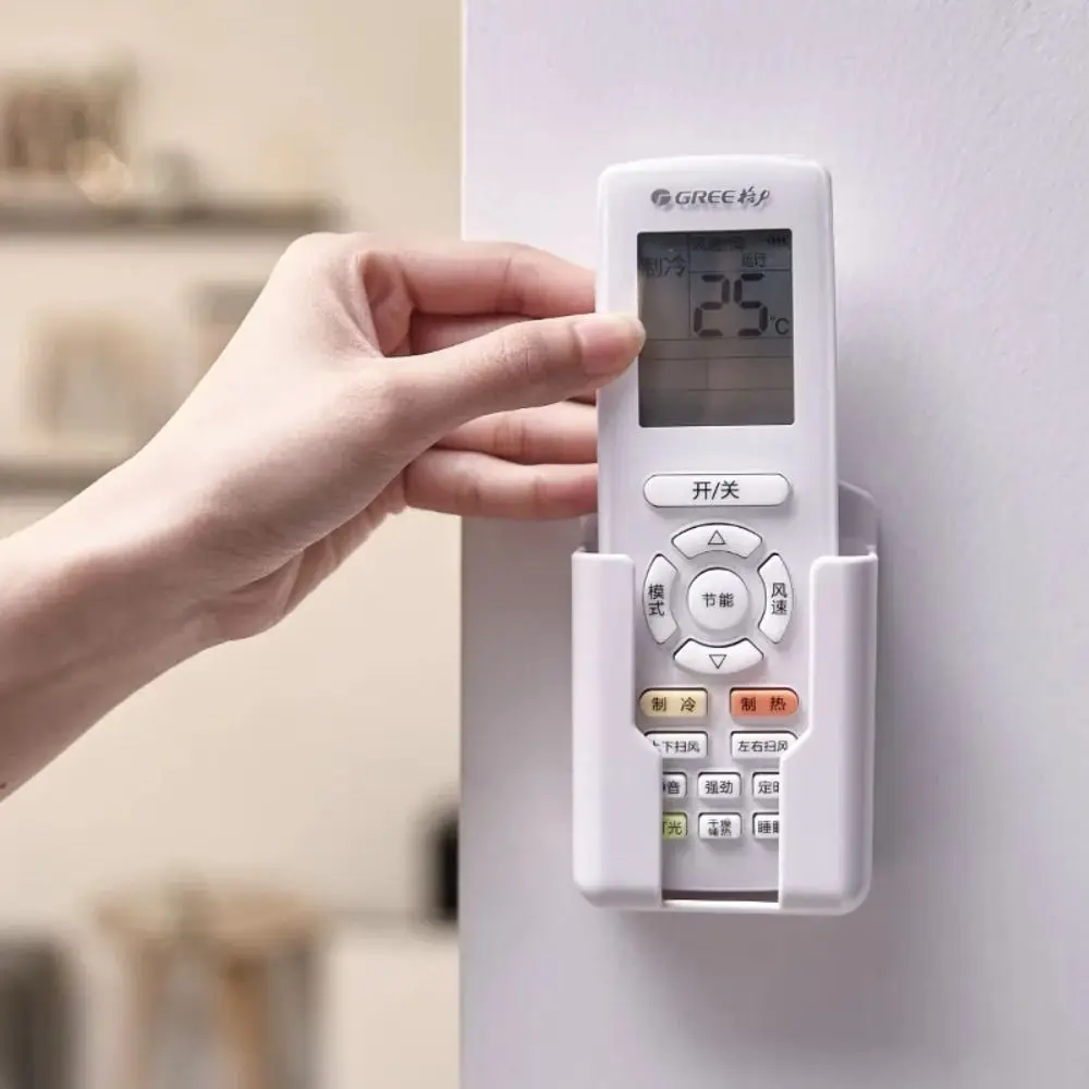 Durable Universal Remote Control Holder Adhesive No Punching Required Rack Shelf Wall Mounted Air Conditioning TV Storage Box 3