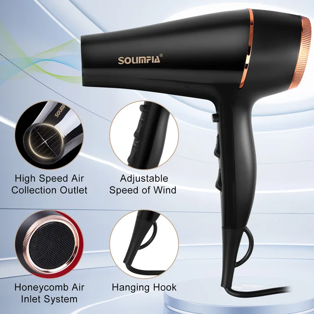 Asciugacapelli professionale a 6 livelli per salone di grado industriale, asciugatura rapida, strumento per lo styling dei capelli ad alta temperatura, barbecue per la casa 2