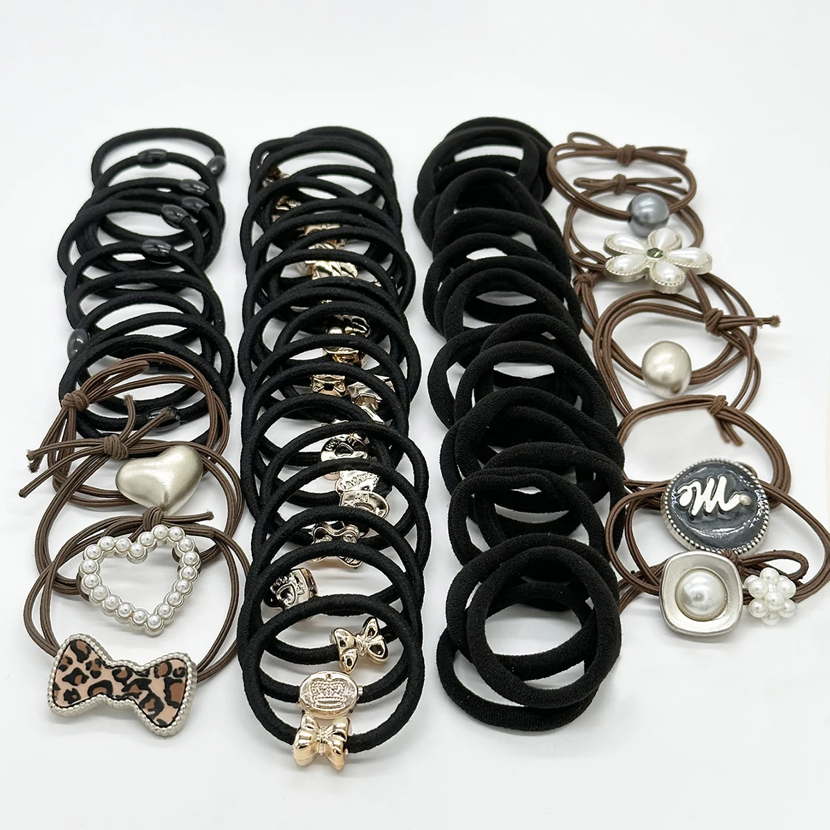 57 Pezzi Elastici per Capelli, Fermacoda, Elastici per Coda di Cavallo con Design Leopardato Francese, Accessori per Capelli da Donna