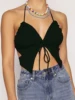Women Summer Top Butterfly Design Sexy Wrapped Chest Vest Tie Back Spaghetti Strap Camisole Crossover Ruched Slim Fit Camisole B 1