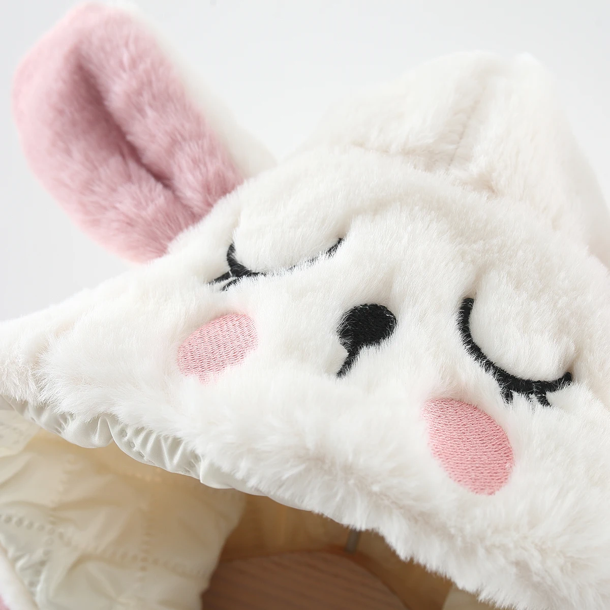Winter Girls' Thickened Coat Plush Hooded Newborn Baby Jacket Rabbit Embroidered Baby Girl Cotton Coat Delivery Of Bags