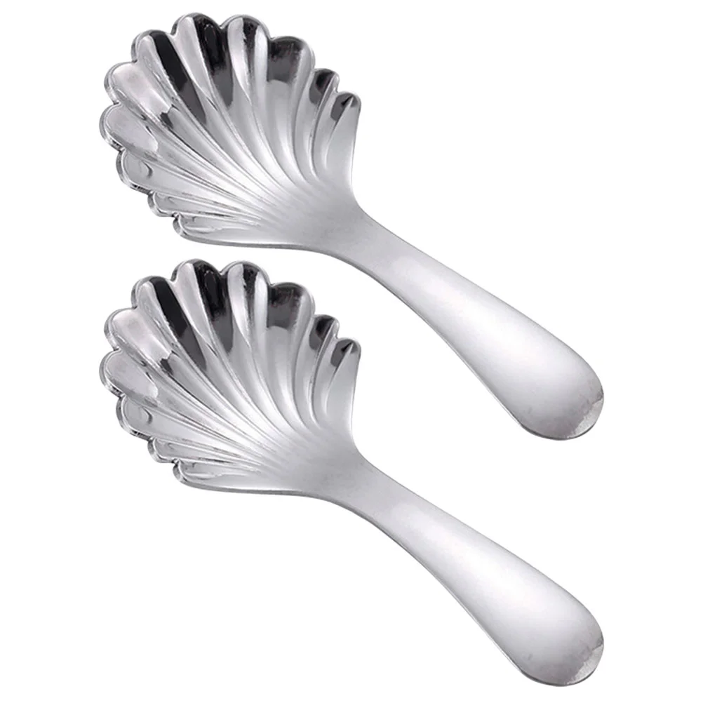 

2Pcs Stainless Steel Spoons Dessert Cake Spoon Table Spoon Metal Teaspoons Dinner Spoons