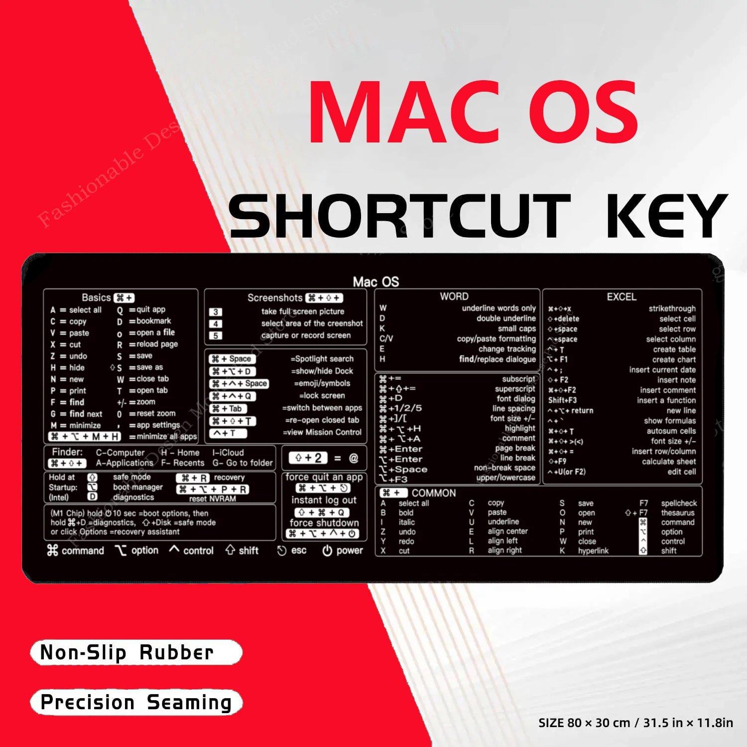 Cheat Sheet Mouse Pad For MAC OS Word Excel Shortcuts Keyboard Mousepad Candlestick Patterns Desk Mat Office User mouse pad