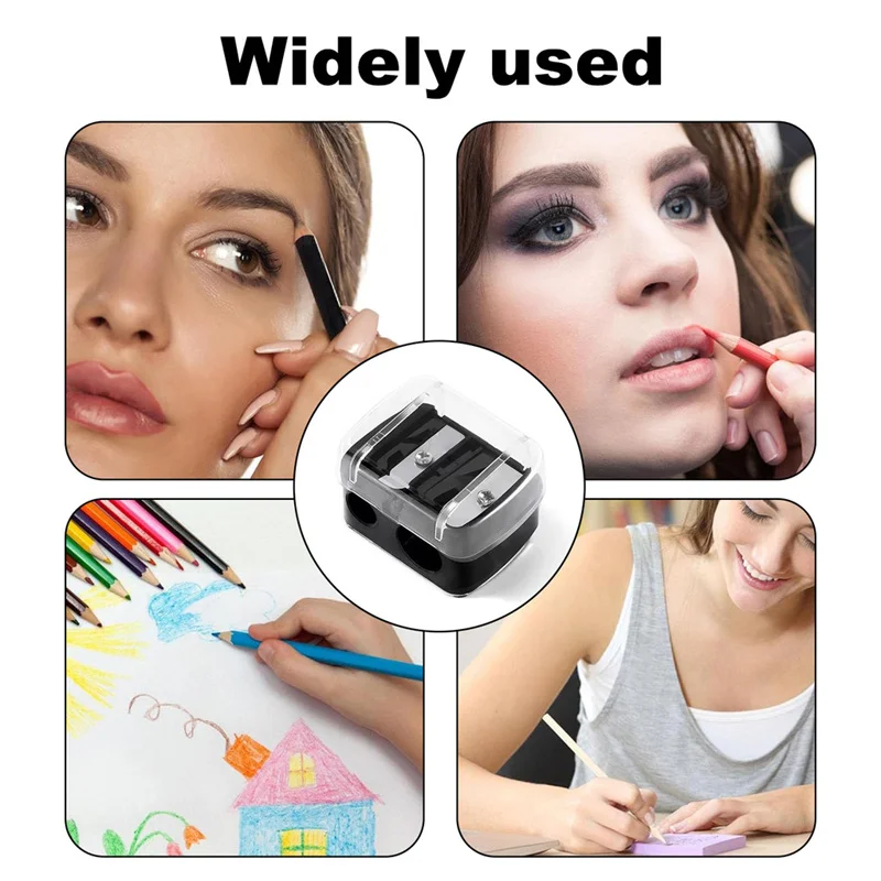 Temperino per matite da trucco 2 in 1 con design a doppio foro per il taglio e la tempera di matite per sopracciglia ed eyeliner, per forniture cosmetiche - immagine 5