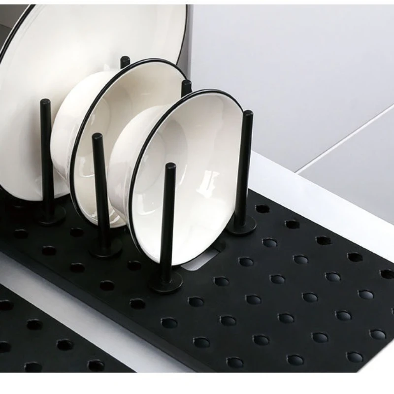 Kitchen Shelf Organizer Telescopic Dish Plate Drying Rack Bowl Pot Lid Storage Holder Adjustable Kitchen Dish Drying Rack