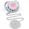 Pacifier Clip Silver Corwn Pacifier Beads Personalized Bling Pacifier Infant Nipple Holder chupetes de lujo 1