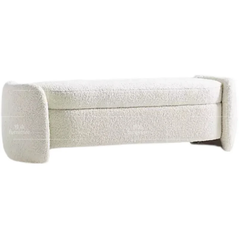 

Cashmere fabric light luxury bedroom bed bench, living room sofa, modern storage storage and shoe changing stool