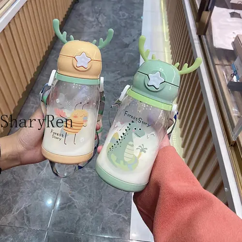 밀짚이 달린 아기 젖병, 대용량 젖병, 이중 사용 물컵, 아기 선물 5