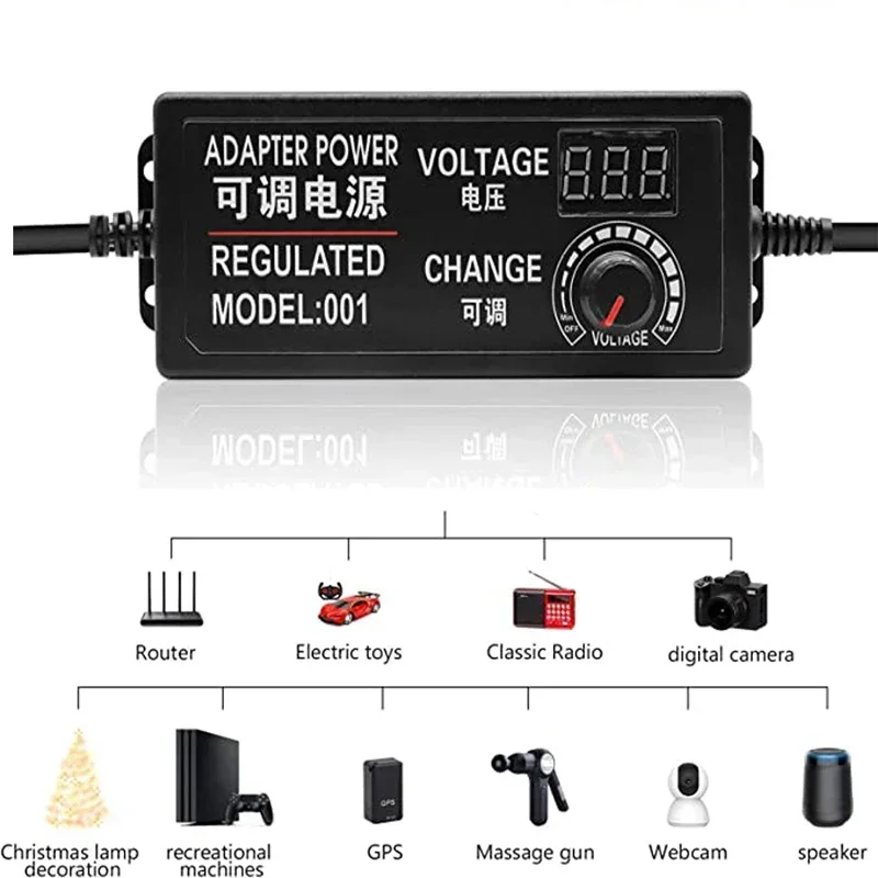 220V To 5V 9V 12V 24V Power Supply 1A 2A 3A 5A Universal AC DC Adjustable Power Supply Adapter Display Screen Voltage Regulated