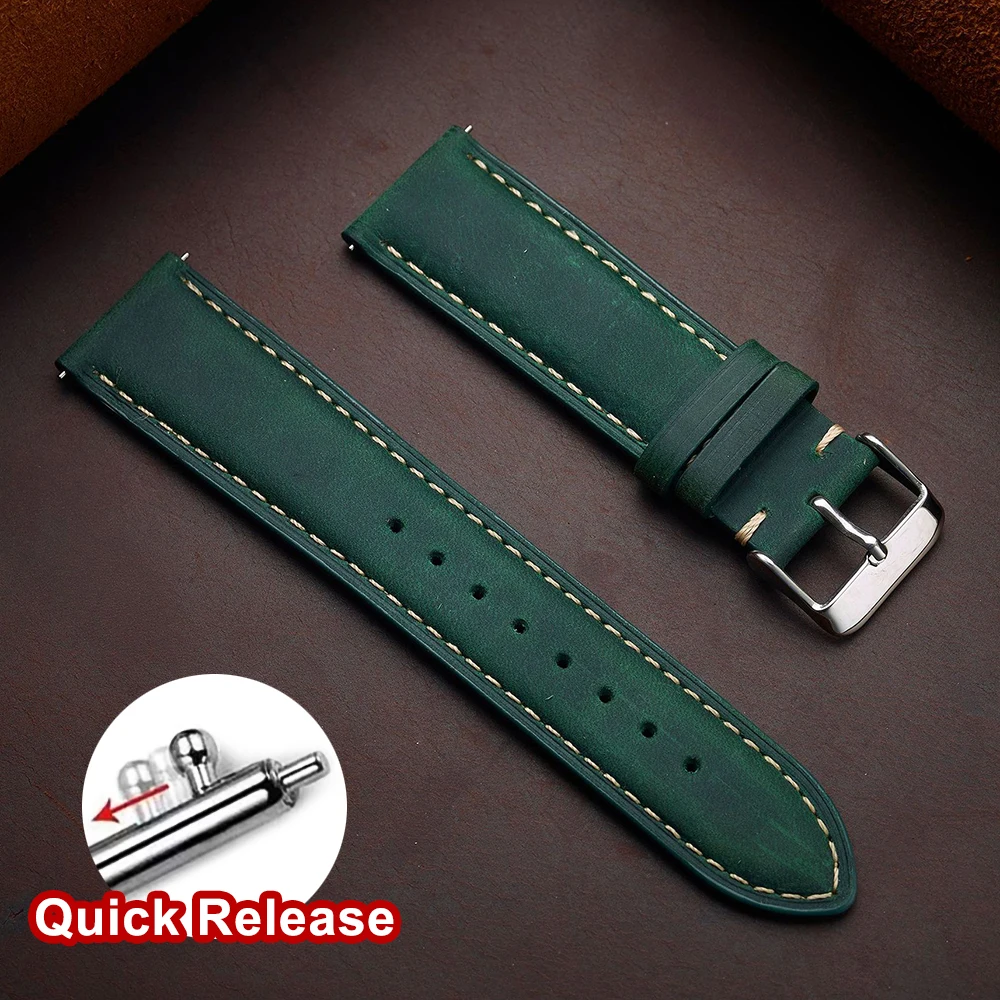 Vintage Dark Brown Cowhide Quick Release Watch Strap