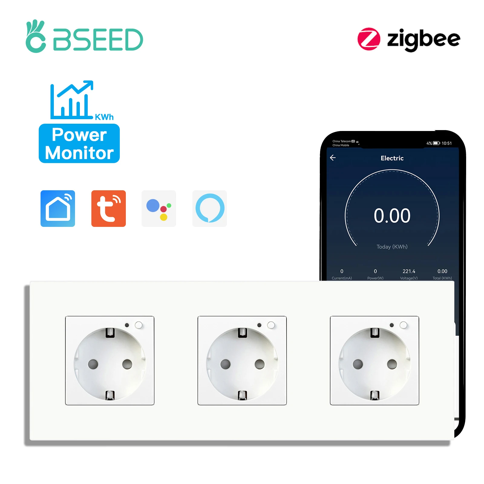 BSEED Zigbee مقبس تيار متردد ذكي مقابس طاقة الاتحا...
