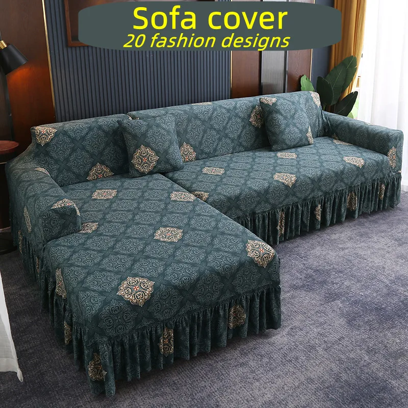 

Elastic sofa cover for L shape sofa with corner sofa full wrap all cover 1/2/3/4 seats suitable for sofa with one or two armrest