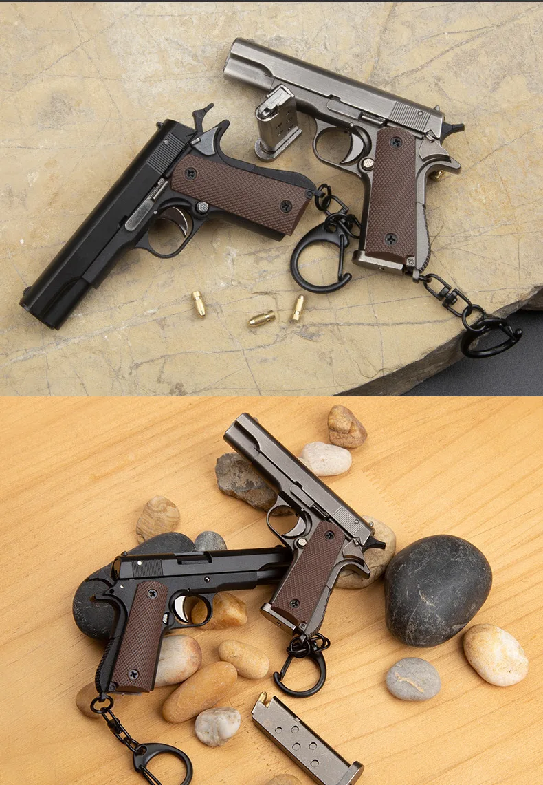 1/3 1911 Pistol Shape Keychain Shell Eject Gun Model Key Chain Bag Fidget Gadgets Pendant Ornament for Gift for Men Friends 3