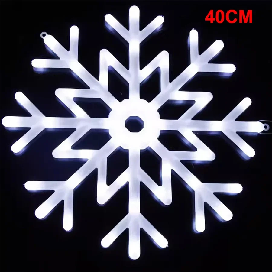 thumbnail image 1 of Guirnalda de luces navideñas con copos de nieve de Thrisdar para exteriores, luces colgantes para árbol de Navidad, decoración de copos de nieve para colgar, 1 of 5
