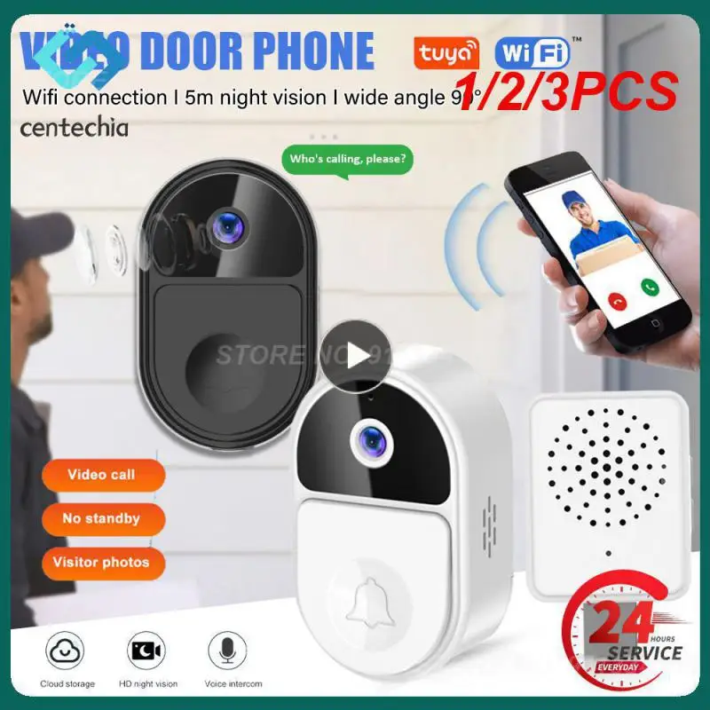 

1/2/3PCS Tuya Wifi Door Bell Tuya Smart Video Intercom Door Bell 1080p Ip65 Waterproof Wireless Real Time Intercom Camera Video