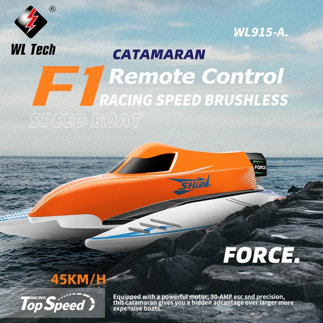 WLtoys RC Boat 2.4G 45KM/H Brushless Electric High Speed Racing Boat  Waterproof Rechargeable Model RC Speedboat Toys For Child 1