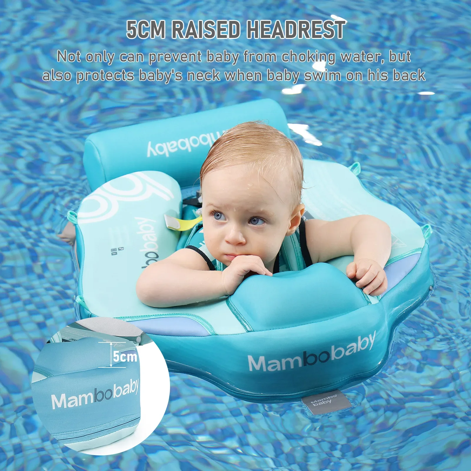 Mambobaby Non-Inflatable Baby Float with Canopy Waist Swimming Chest Floater with Tail Float Trainer Pool Toys
