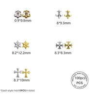 Beetles Nail Charms 100Pcs Cross Nail Decorations for Acrylic Nails 3D Nail Art Vintage Punk Metal Alloy Gold Silver Design Gel 2