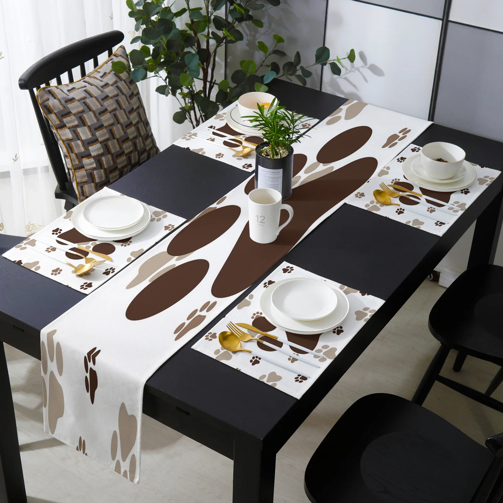 Animal Footprints Table Runner Sets Wedding Dinning Coffee Table