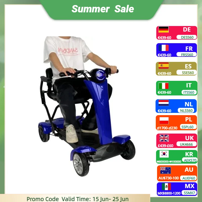 EU Stock Automatic Folding Double Motor Electric Scooter 4 Wheel 36V 500W Lightweight Foldable Mobility Scooter For Elderly electric scooter