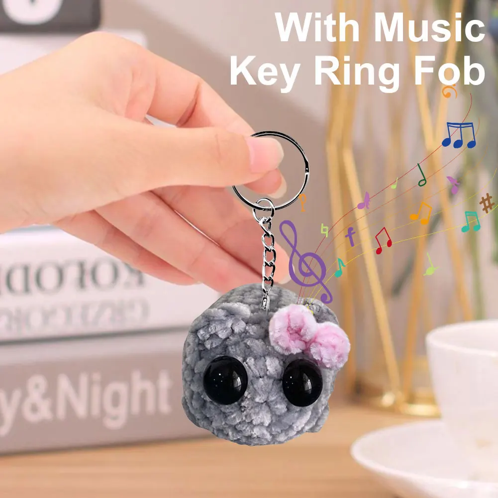 Sad Hamster Meme Sound Music Plush Toy Sad Hamster Plush Toy with Bow Pendant Keychain Kawaii Crocheted Dolls Gift for Women Men 4
