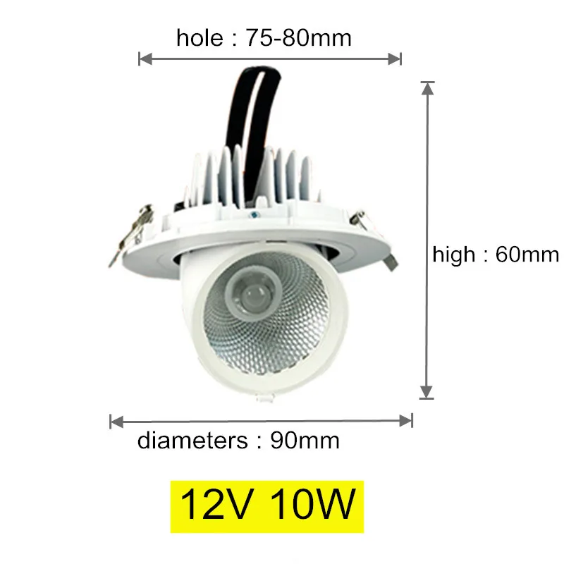 360 angles adjustable 12V 24V 10W 15W 25W LED Panel Light COB Rotation Recessed Ceiling Downlight led panel ceiling lights