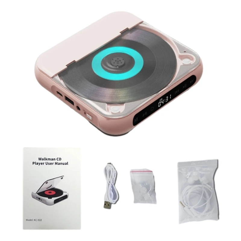 플레이어 호환 Discman 플레이어 USB AUX 재생 내장 1200mAh 배터리 LCD 디스플레이 Walkman 플레이어