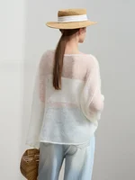 AMII بساطتها محبوك سترة للنساء 2025 Auyumn جديد الحلو أنيق الصلبة س الرقبة البلوز قطرة الأكمام محبوك القمم 12551046 2