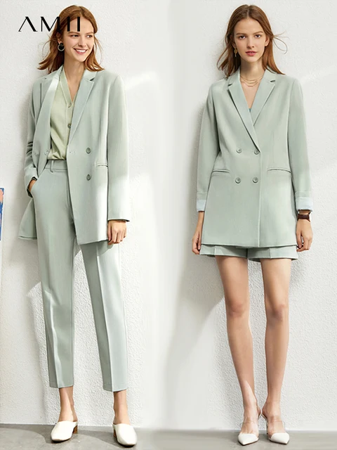 Amii minimalizm wiosna kobiet urząd Lady Blazer kobiety Vneck zbiorniki, spodnie dla kobiet spodenki damskie sprzedawane oddzielnie Blazers 12060909 1