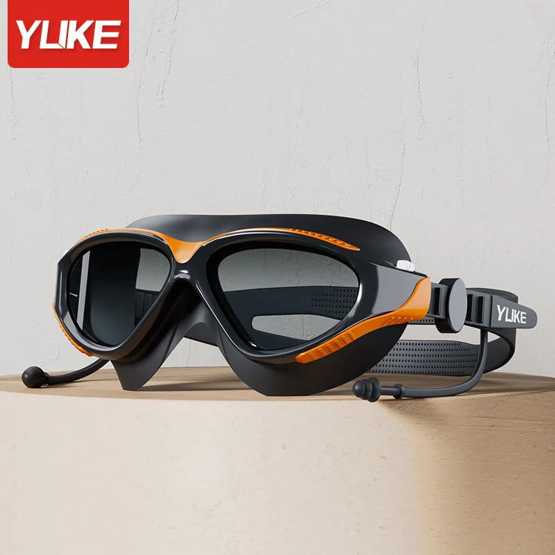 Big Frame Professional HD Anti-fog Silicone Swimming Goggles Adults With Earplugs Men Women