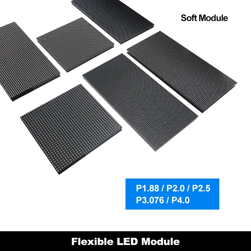 

Flexible LED screen panel module Indoor 320*160mm P1.88 P2 P2.5 P3.076 P4 RGB Full color Soft LED display panel module