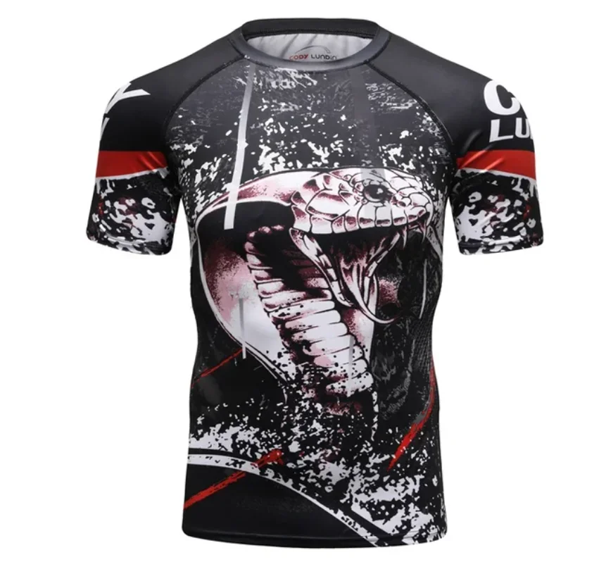 Kaus kompresi lengan pendek мотив 3D, kemeja kompresi cepat для фитнеса Jiu Jitsu MMA, pakaian ketat для женщин