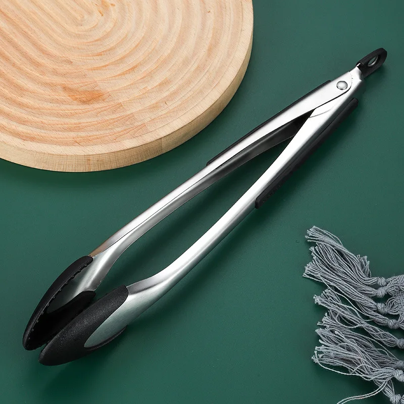 Food Tongs Stainless Steel Kitchen Tongs Non-Slip Silicone Food Clips et Meat Beef Grill Clamps Barbecue Tools Cooking Utensils
