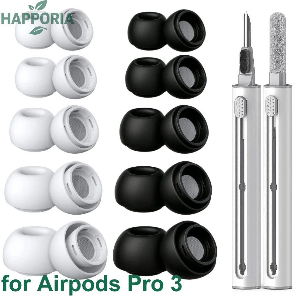 HAPPORIA Silikon-Ohrstöpsel für AirPods Pro 3, Ersatz-Ohrhörer, Geräuschreduzierung, rutschfeste Ohrkappen, sicherer Sitz, weiche Ohrpolster