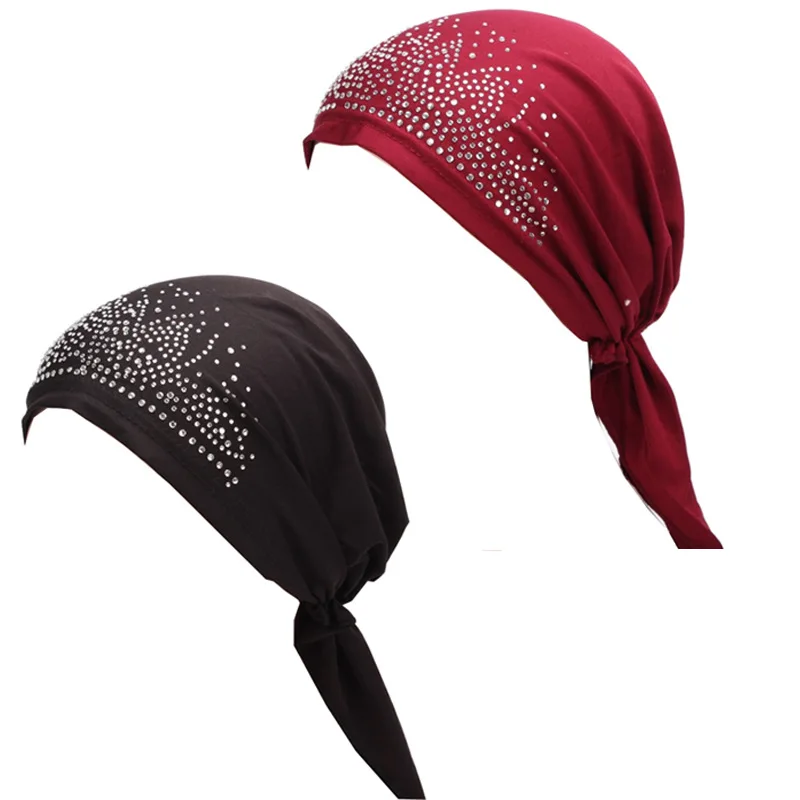 

European and American New Arc Hot Drilling Indian Bag Cap Solid Color Stretch Muslim Tam-O'-Shanter