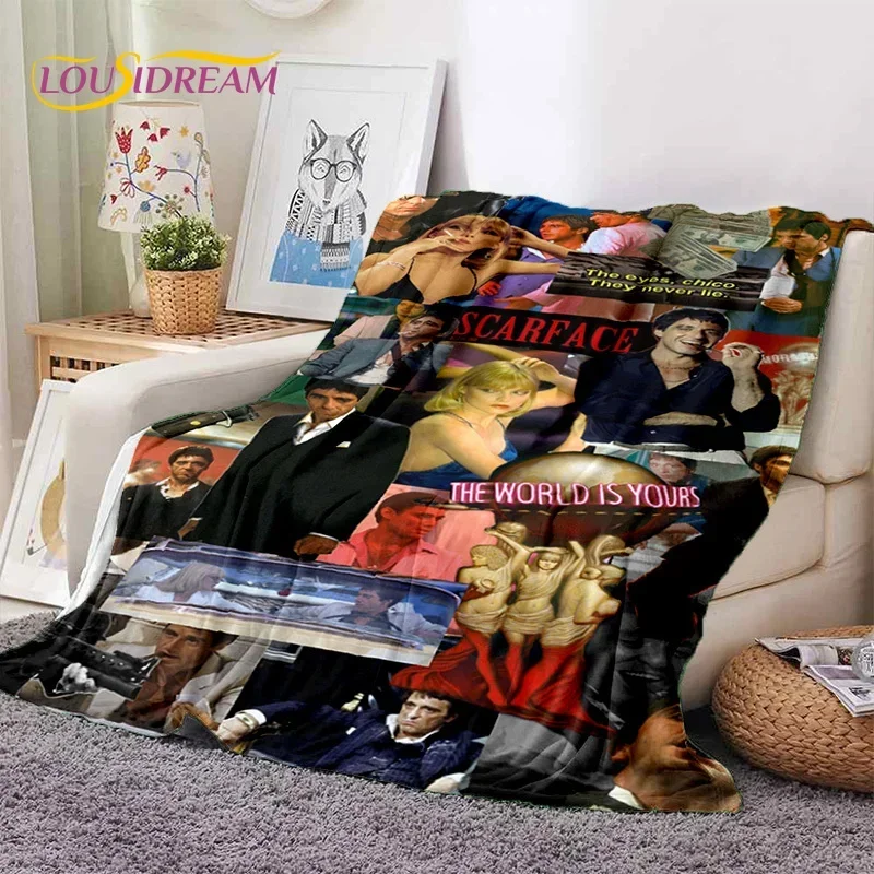 Scarface Tony 3D Printing Movie Soft Blankets,Keep Warm Throw Blanket Comfortable Blanket for Picnic Beds Sofa Home Bedroom Gift 2