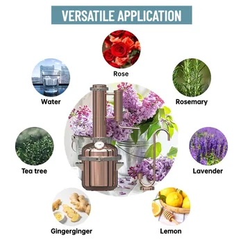 HOOLOO 8L Copper Essential Oil Distiller Hydrosol Still Home Distiller Direct Fire Hea Equipment DIY from Herbs Plants & Flowers 6