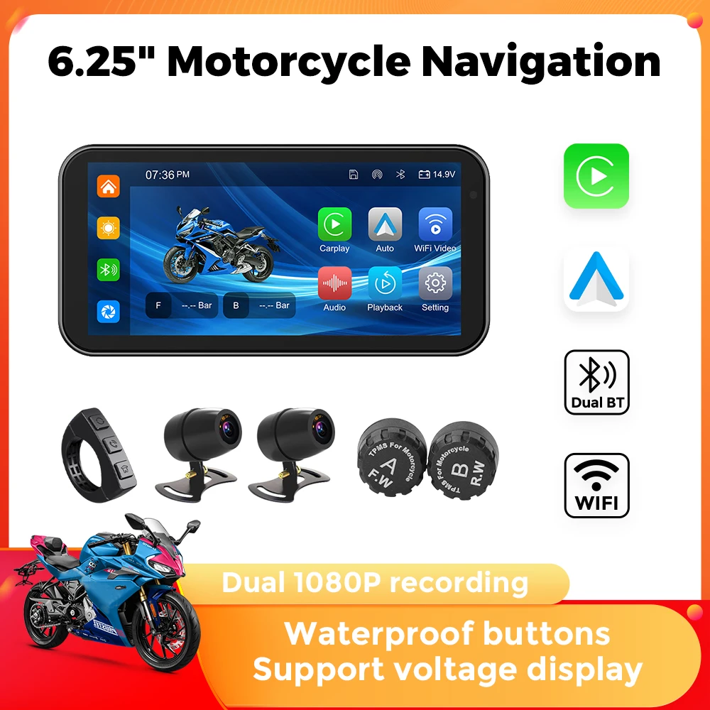 Portable 6.25 inch IP67 Waterproof Motorcycle GPS Navigation