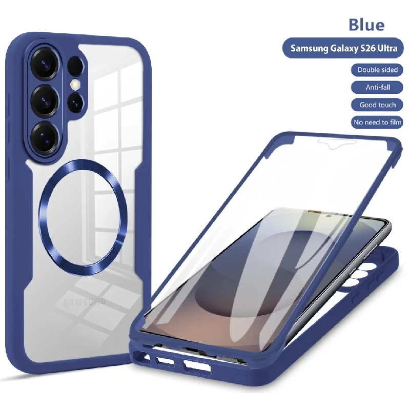 Luxury Double-Sided Transparent Magnetic Phone Case - Fashionable Shockproof Soft Cover