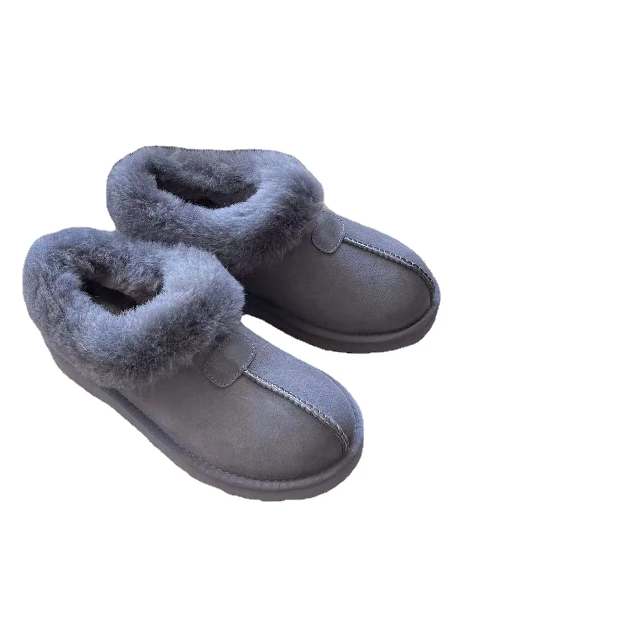 Winter casual snow boots Short tube wool snow boots Women's cowhide all inclusive slippers Lazy shoes