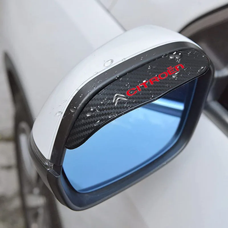 Rearview Mirror Rain Shield,Rearview Mirror Rain Eyebrow,Car Rearview Mirror Visor,Rearview Mirror Rain Guard,Rearview Mirror Visor 2pcs Car Rear View Mirror Rain Eyebrow Visor Carbon Fiber Rain Cover for Citroen C1 C3 C4 C5 C6 2CV VTS Picasso Auto Accessories
