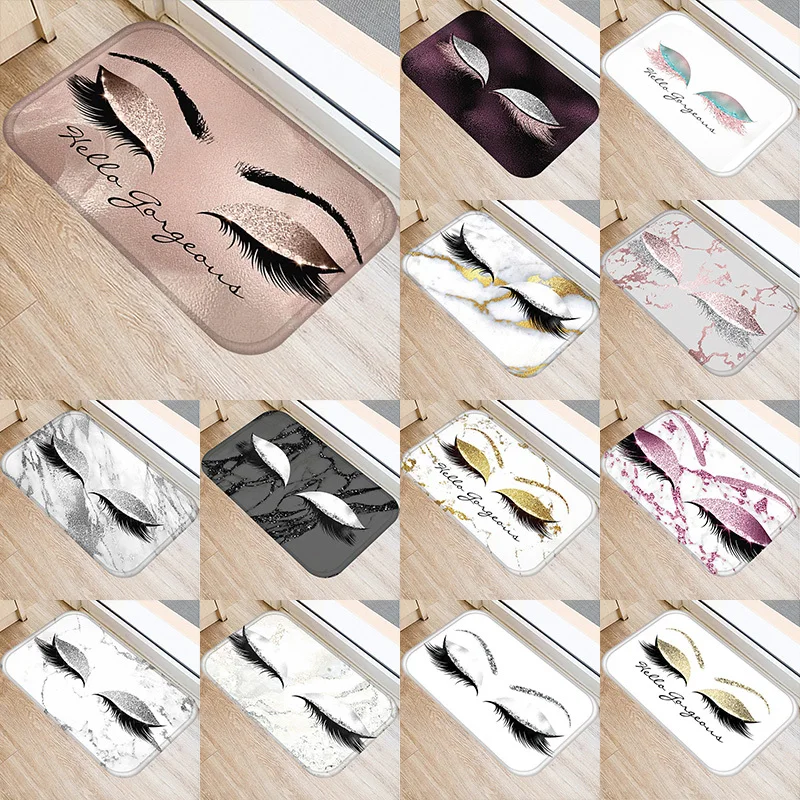 Большой ковер с принтом ресниц рисунком Коралловый бархатный дверной коврик