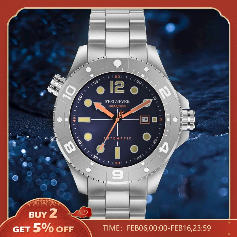 2023 New Sport Dive Orologio Meccanico Automatico Da Uomo Per Uomo In Acciaio Inossidabile 500M Orologio Impermeabile Orologi Da Uomo In Cristallo Zaf